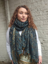 Load image into Gallery viewer, Warm indian shawl with tassels www.karmaripon.co.uk