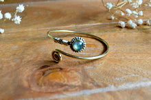 Load image into Gallery viewer, Brass Gemstone metal bracelet www.karmaripon.co.uk