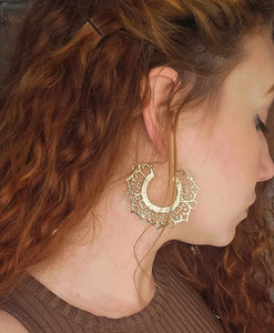 Brass Half Mandala Indian Earrings