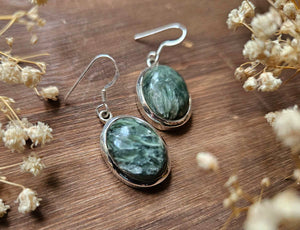 Seraphinite Earrings set in 925 Silver