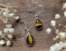 Load image into Gallery viewer, Tiger Eye Pendant Earrings