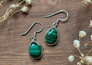 Malachite Earrings set in 925 Silver