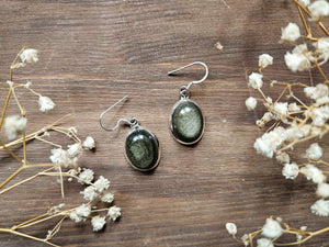 Natural Obsidian Earrings www.karmaripon.co.uk