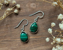 Load image into Gallery viewer, Malachite Earrings set in 925 Silver