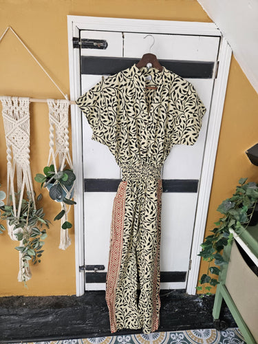 Black & Cream Cotton Jumpsuit 2 Sizes