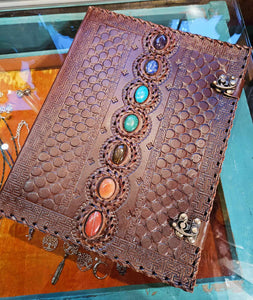 Large Chakra Leather Journal www.karmaripon.co.uk
