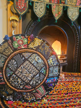 Load image into Gallery viewer, Turquoise Indian Pouffe www.karmaripon.co.uk
