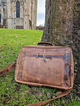Load image into Gallery viewer, Overnight Leather Laptop Bag  www.karmaripon.co.uk