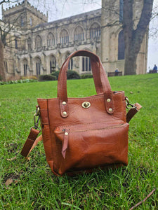 Ladies Tan Leather Handbag - Everyday Handbag www.karmaripon.co.uk