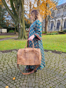 Leather over night duffel bag www.karmaripon.co.uk