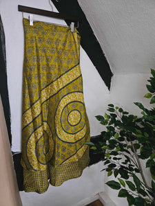 Chartreuse Repurposed Sari Skirt www.karmaripon.co.uk