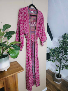 magenta repurposed Sari Kimono www.karmaripon.co.uk