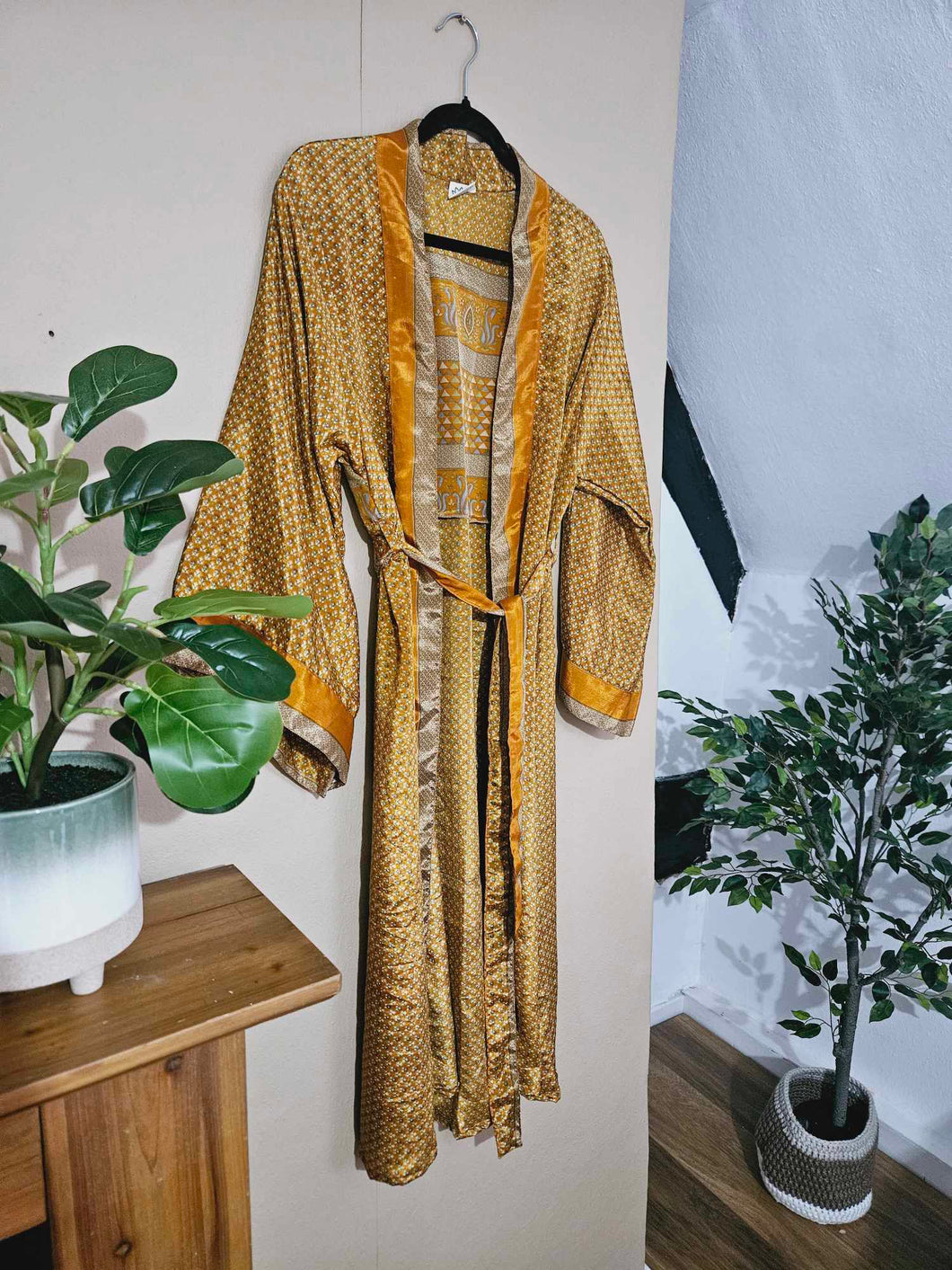 Mustard repurposed Sari Kimono www.karmaripon.co.uk