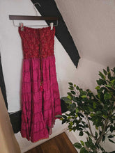 Load image into Gallery viewer, Pink Repurposed Sari Zara Skirt www.karmaripon.co.uk