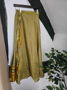 Chartreuse Repurposed Sari Skirt www.karmaripon.co.uk