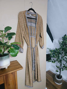 Beige & Blue repurposed Sari Kimono www.karmaripon.co.uk