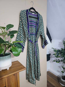 Green and purple repurposed Sari Kimono www.karmaripon.co.uk