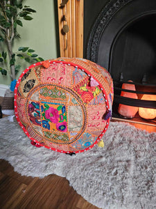 Orange Indian Pouffe www.karmaripon.co.uk