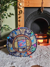Load image into Gallery viewer, Dark Blue Indian Pouffe www.karmaripon.co.uk