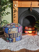 Load image into Gallery viewer, Dark Blue Indian Pouffe www.karmaripon.co.uk
