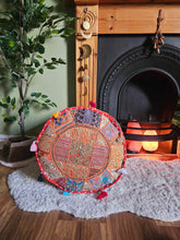 Load image into Gallery viewer, Orange Indian Pouffe www.karmaripon.co.uk