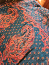Load image into Gallery viewer, Cosy Large Indian Shawl With Tassels Teal &amp; Pink