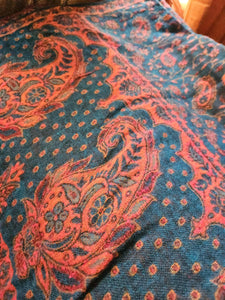 Cosy Large Indian Shawl With Tassels Teal & Pink