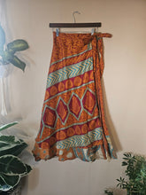 Load image into Gallery viewer, Repurposed Sari Wrap Skirt www.karmaripon.co.uk