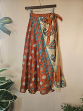 Load image into Gallery viewer, Repurposed Sari Wrap Skirt www.karmaripon.co.uk