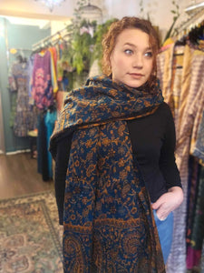 Warm indian shawl with tassels www.karmaripon.co.uk