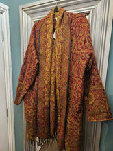 Load image into Gallery viewer, Tassel Shawl Coat/cardigan Maroon www.karmaripon.co.uk
