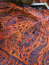 Load image into Gallery viewer, Cosy Large Indian Shawl With Tassels Purple &amp; Orange