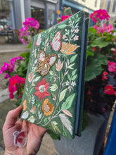 Load image into Gallery viewer, Embroidered Beaded Butterfly, Green Velvet Lined Journal
