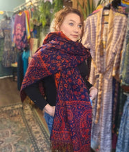 Load image into Gallery viewer, Warm indian shawl with tassels www.karmaripon.co.uk