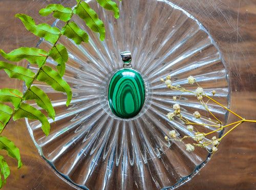 Malachite Pendant set in 925 Silver