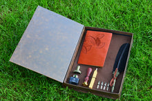 Load image into Gallery viewer, Feather quill calligraphy set with journal