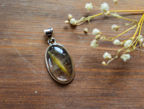 Angel Hair/Rulitated Quartz Pendant set in 925 Silver