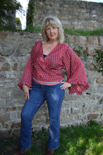 Load image into Gallery viewer, Repurposed Sari Butterfly Top L UK14-18