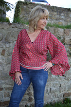 Load image into Gallery viewer, Repurposed Sari Butterfly Top L UK14-18