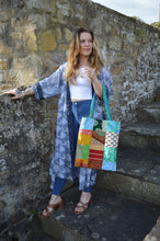 Load image into Gallery viewer, Grey Repurposed Sari Kimono www.karmaripon.co.uk