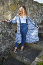 Load image into Gallery viewer, Grey Repurposed Sari Kimono www.karmaripon.co.uk