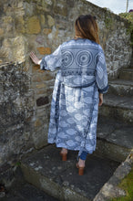 Load image into Gallery viewer, Grey Repurposed Sari Kimono www.karmaripon.co.uk