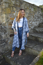 Load image into Gallery viewer, Grey Repurposed Sari Kimono www.karmaripon.co.uk