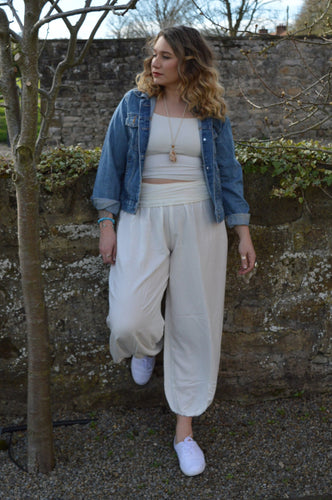 White Italian Yoga/Lounge Pants www.karmaripon.co.uk