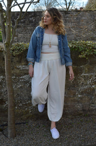 White Italian Yoga/Lounge Pants www.karmaripon.co.uk