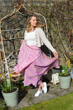 Load image into Gallery viewer, Pink Sari Wrap Skirt www.karmaripon.co.uk