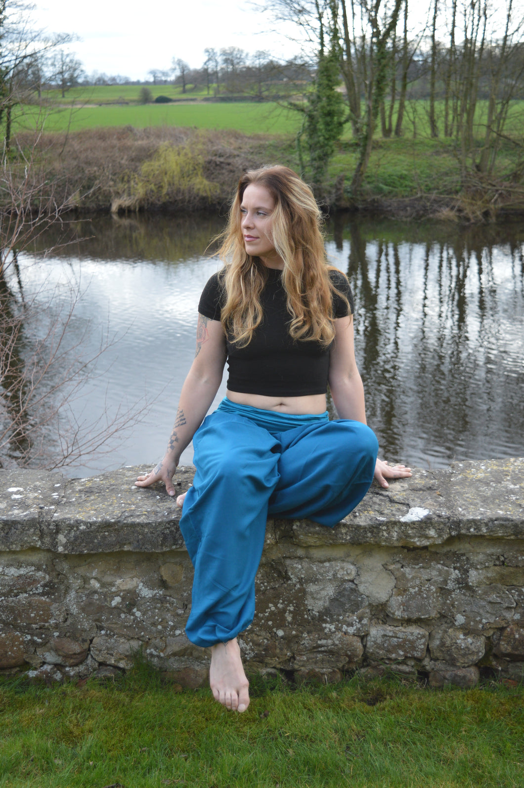 Teal Italian Yoga/Lounge Pants www.karmaripon.co.uk