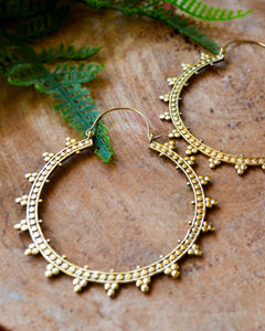 Brass studded hoop Indian Earrings