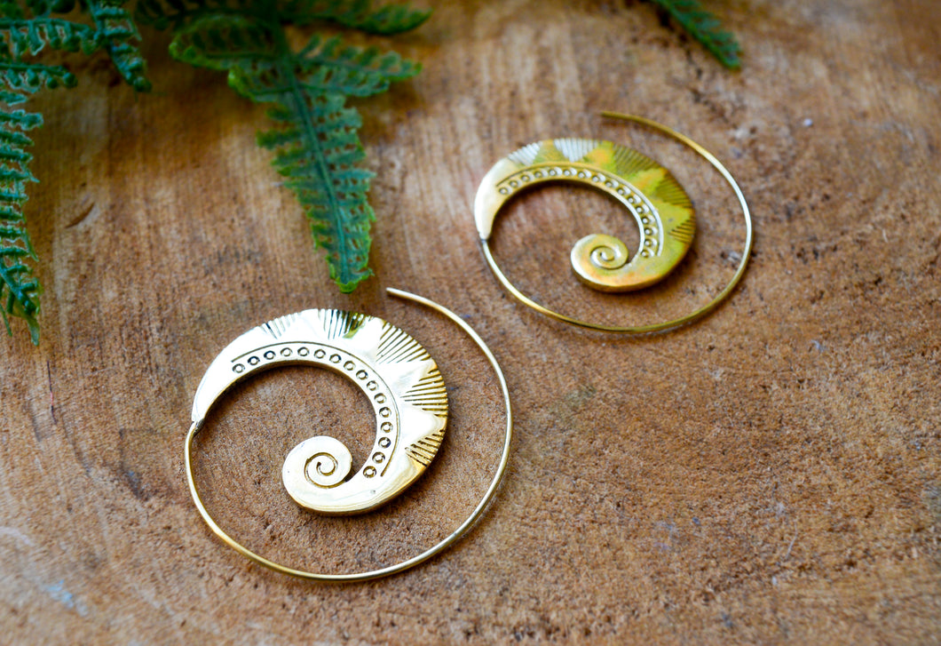Brass Spiral Indian Earrings
