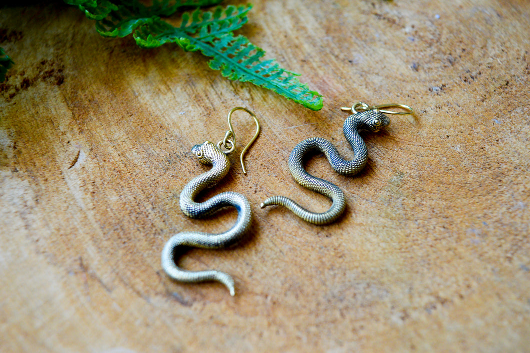 Brass Snake Indian Earrings